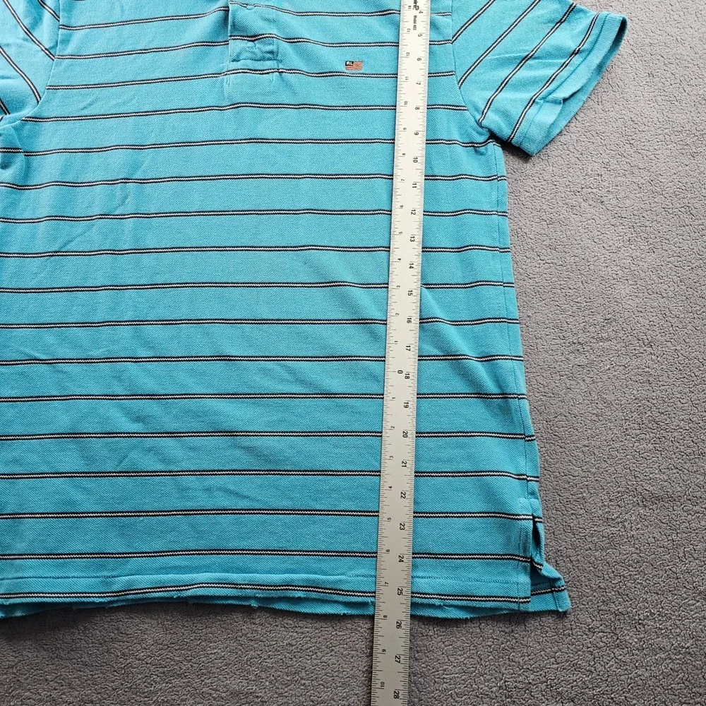 Polo Jeans Co. Ralph Lauren Polo Shirt Mens Medium Blue Striped Golf Performance